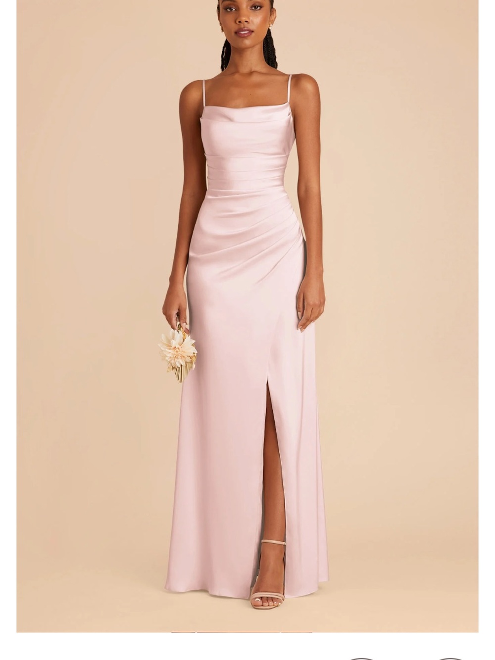 Birdy Grey Blush Pink Satin Cowl-Neck Maxi Dress